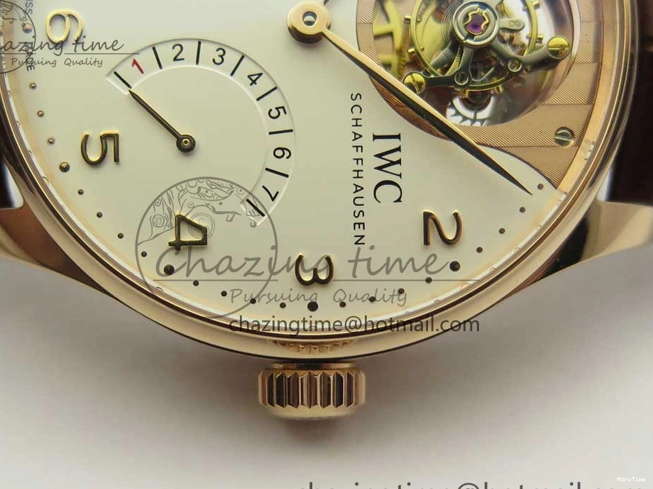 MIROTIME 0514 Portuguese Tourbillon IW5046 RG ZF Best Edition White Dial on Brown Leather Strap UrbanStyle 7144